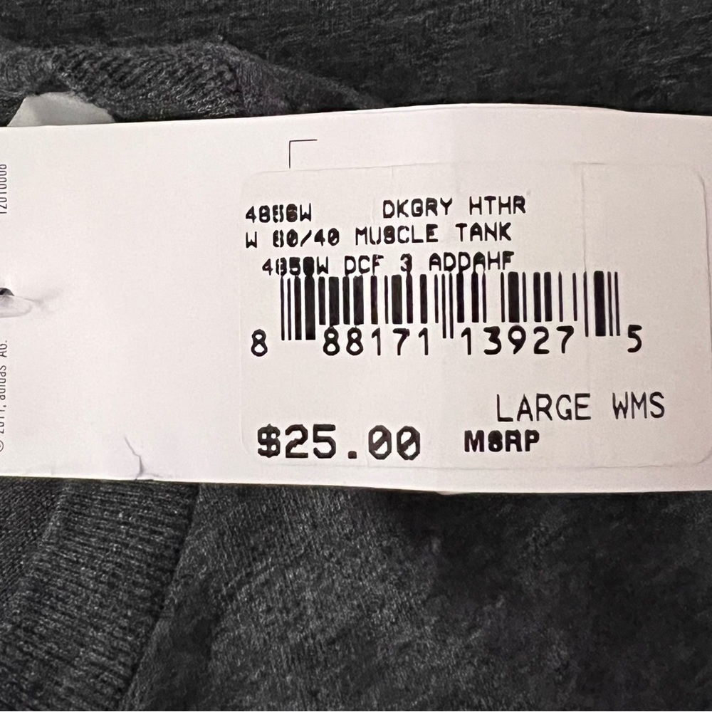 ADIDAS Women’s Dark Gray Heather Logo Shiny Foil Muscle Tank New With Tags - Picture 6 of 7
